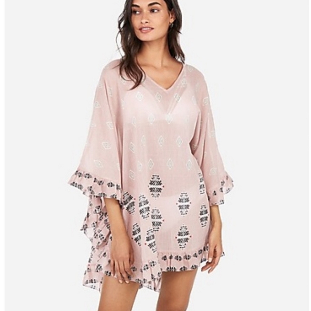 Express Ruffle Poncho Kimono Swim Cover Up